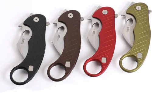 Miniatura 3 de LionSTEEL LEONE - Cuchillo plegable Karambit con hoja de acero CPM-Magnacut, mango integral de aluminio sólido, diseño Emerson Wave Design, negro