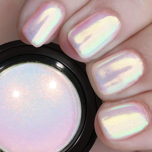 Pretty Diva Aurora - Polvo cromado para uñas, polvo cromado de unicornio de sirena para uñas, uñas iridiscentes Aurora pigmento de manicura con 0.04