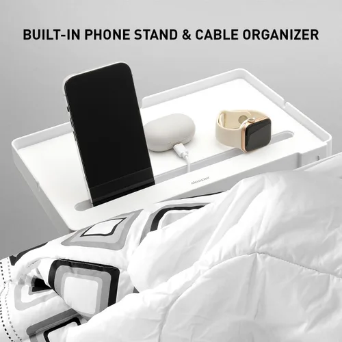 Miniatura 2 de Sleeper Soporte para teléfono y organizador de cables forrado con silicona para mesita de noche antideslizante, espacio pequeño, debajo del colchón