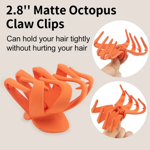 Miniatura 4 de Pinzas para cabello medianas mate de 2.8 para cabello fino, sujeción fuerte de 90°, antideslizantes, neutras, tipo pulpo jumbo, accesorios