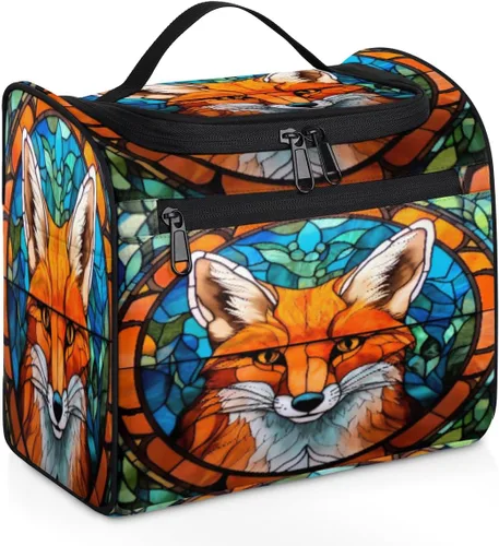 Miniatura 17 de cfpolar Animal Fox Flores Colgantes Neceser de Viaje Neceser Organizador de Maquillaje Bolsa de Almacenamiento de Cosméticos Baño Bolsa