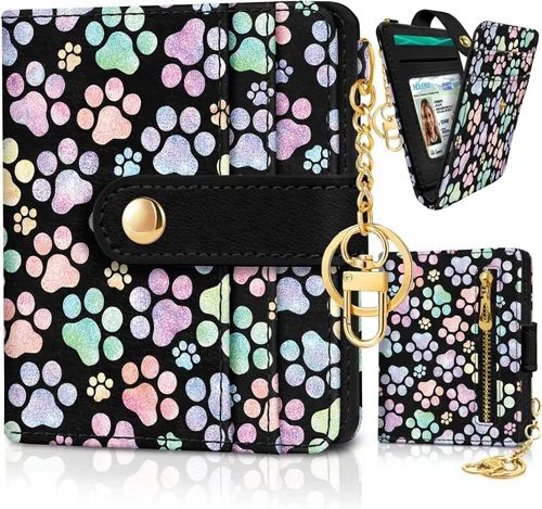 Miniatura 16 de Jogjam Cartera pequeña para mujer, Rfid delgada y compacta para tarjetas de crédito, billetera plegable de piel sintética, bolsillo con cremallera