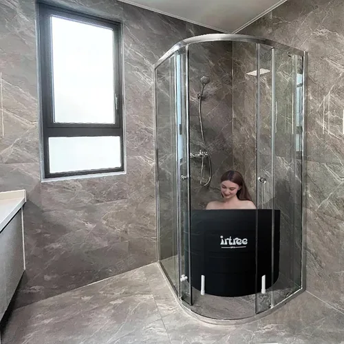 Miniatura 2 de Bañera portátil para adultos – Bañera de inmersión fría plegable con barril de ducha (diámetro 29.5 pulgadas x alto 21.6 pulgadas)