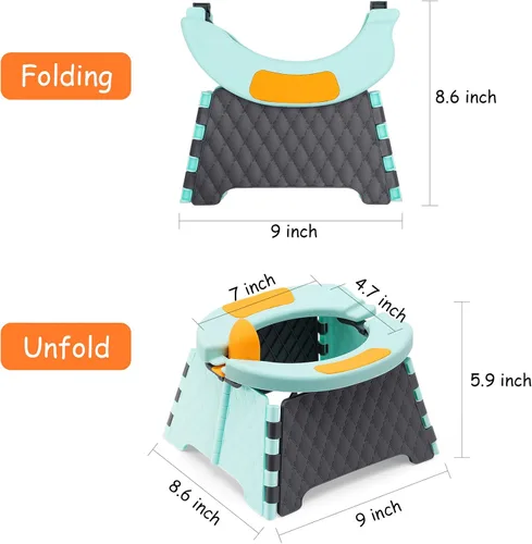 Miniatura 6 de Asiento de entrenamiento portátil para niños pequeños, inodoro plegable para niños, inodoro plegable para niños, orinal de viaje para automóvil, Azul