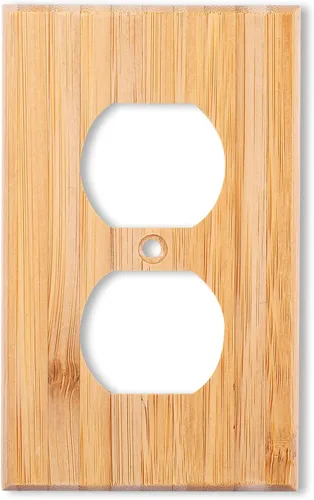 Miniatura 9 de 4 placas de interruptor de luz de palanca simple de madera maciza de 4.5 x 2.76 pulgadas, cubierta de interruptor de luz de bambú de calidad