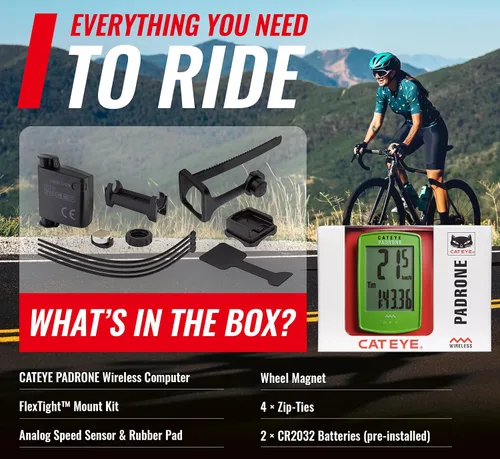 Miniatura 9 de CATEYE Computadora Inalámbrica para Bicicleta Padrone – Ciclocomputadora con Pantalla de Gran Tamaño, Velocímetro y Odómetro Inalámbricos, Montaje
