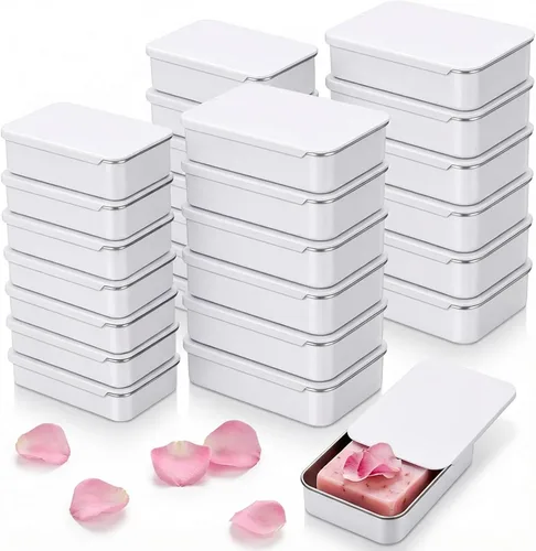 Miniatura 9 de Goodma 24-Pack contenedores de metal con tapa deslizante rectangular para dulces, joyas, manualidades, píldoras, bálsamo labial, kit