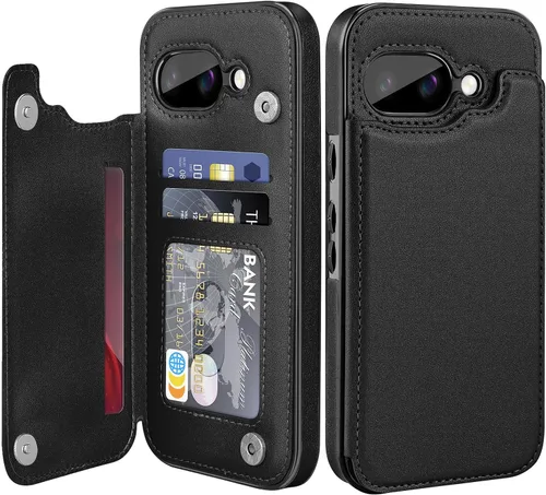 Miniatura 28 de Bizzib para Google Pixel 6A Funda de cuero tipo cartera con tarjetero, cubierta tipo libro con pata de pie, cierre magnético, funda protectora a