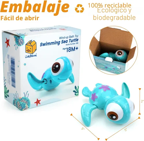 Miniatura 5 de DUCKBOXX XX Juguete de baño de tortugas marinas de viento, sin batería, sin molde, antióxido, juguete interactivo Montessori para niños de 18 meses