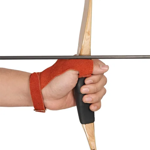 Miniatura 5 de TOPARCHERY Guantes de flecha 2 dedos protector de cuero para mano derecha izquierda caza tiro objetivo recurvo caballo arco