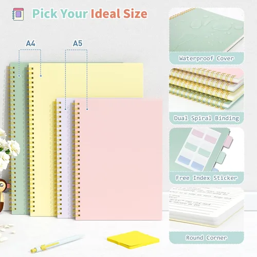 Miniatura 4 de Umriox Cuaderno Pequeño en Espiral, Paquete de 4 Cuadernos de Espiral Punteado A5 de 5.9" x 8.3" Papel de Cuadrícula de Puntos 160 Páginas, Cuaderno