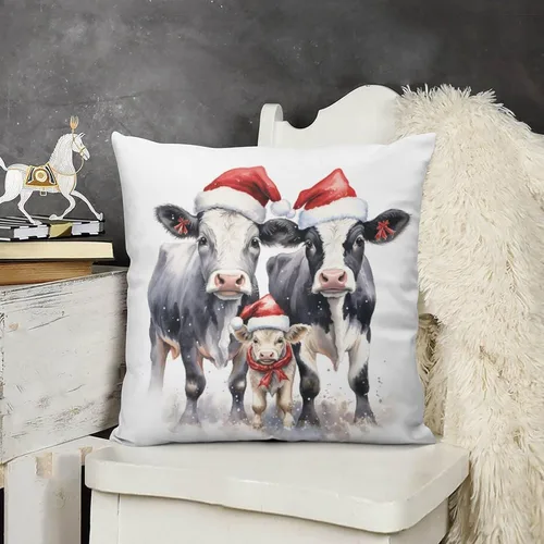 Miniatura 8 de Funda de cojín decorativa para sofá de 22 x 22 pulgadas, diseño de villancicos de Navidad, para sala de estar feliz invierno, para sofá Patrón 4