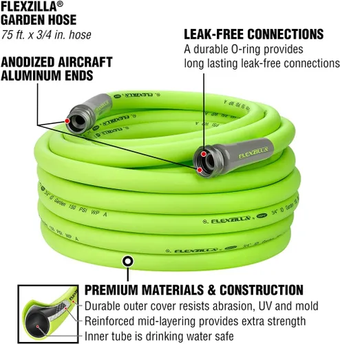 Miniatura 2 de Manguera de jardín Flexzilla de 3/4 pulgadas x 50 pies, manguera de agua ligera para todo tipo de clima, resistente y flexible, conexiones sin fugas
