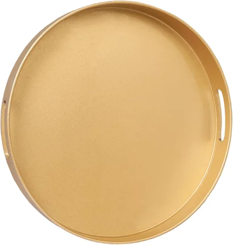 Miniatura 10 de MAONAME - Bandeja decorativa verde oscuro, bandeja de servir redonda de 13 pulgadas con asas, bandejas de plástico para mesa de café, bandejas
