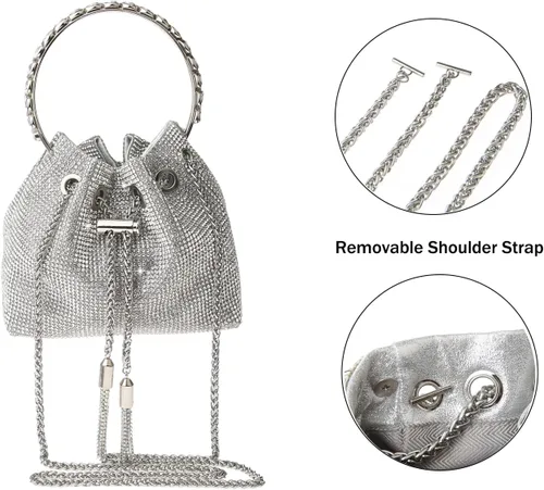 Miniatura 6 de DA BODAN Women Upgrade Sparkly Rhinestone Glitter Evening Bag, Shoulder Bags Crossbody Bag Purses for Wedding Prom Party Club