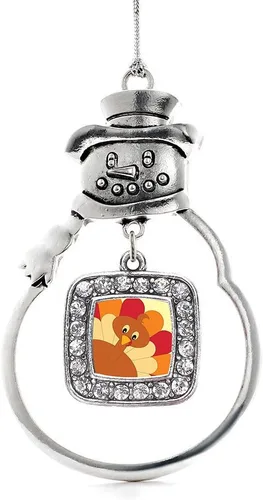 Miniatura 12 de Inspired Silver - Adorno de rodillo de reina - Adorno cuadrado de plata con muñeco de nieve con joyas de circonita cúbica