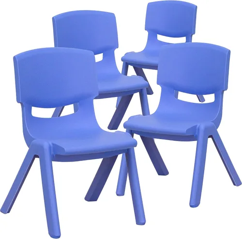 Miniatura 24 de Flash Furniture - Silla escolar apilable de plástico azul con altura de asiento de 10 1/2 pulgadas