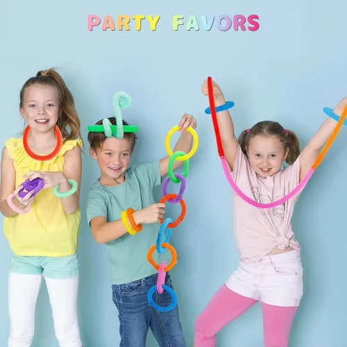 Miniatura 4 de Juguetes Sensoriales Pop Tubes – Paquete de 30 Juguetes Fidget Elásticos con 10 Colores, Juguetes para Aliviar el Estrés para Niños y Adultos