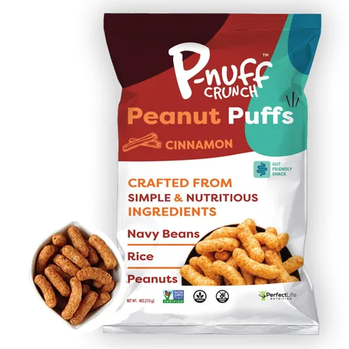 Miniatura 31 de Pnuff Crunch Puffs de Mantequilla de Maní - Bocadillos saludables, aperitivos bajos en calorías, aperitivos sin gluten, veganos, ricos en proteínas