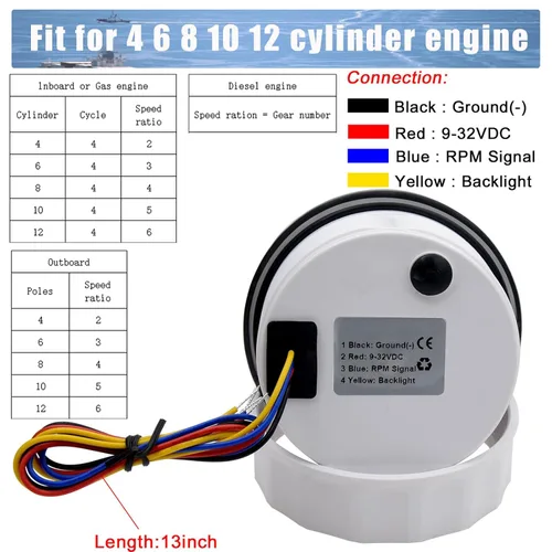 Miniatura 4 de Tacómetro de 85 mm RPM Medidor de tacómetro de 6000 RPM Tacómetros de reemplazo automotriz 0-6000 RPM Tacometro Medidor LED para automóvil Auto Negro