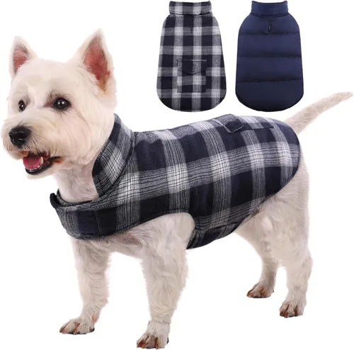 Miniatura 9 de Kuoser - Abrigo de invierno para perro, chaqueta reversible, abrigo cálido de estilo británico, de clima frío, ropa resistente al viento, chaleco