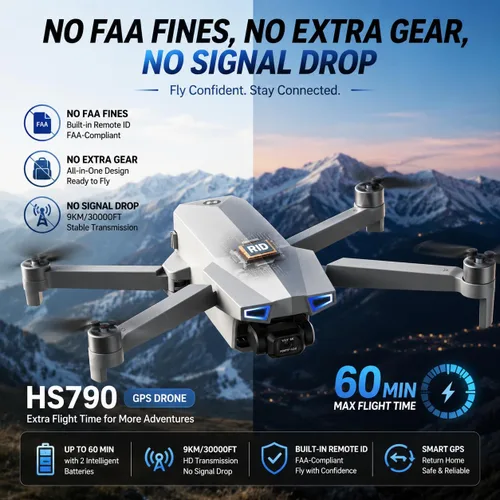 Miniatura 6 de Holy Stone HS790 GPS Dron con cámara 6K y cardán de 3 ejes, drones FPV RC cuadricópteros con cámara para adultos 4K/30FPS Video, transmisión