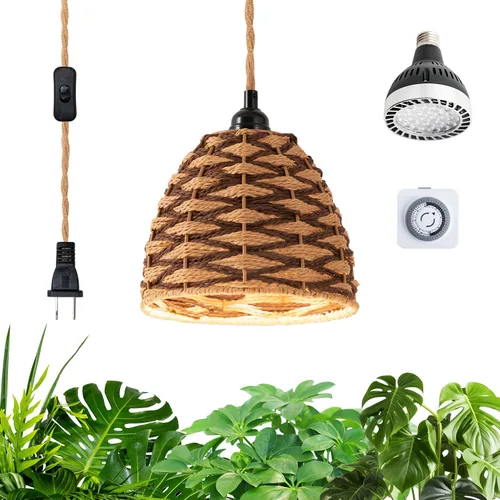 Miniatura 12 de Luces de cultivo para plantas de interior, luz de espectro completo para plantas, con temporizador y cable de alimentación de 15 pies, luces