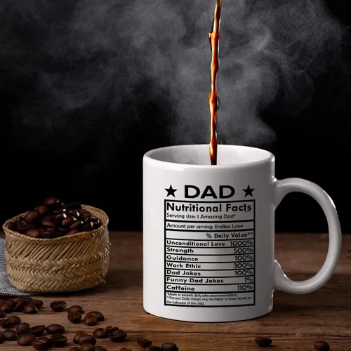Miniatura 3 de Veracco Dad Nutritional Facts - Taza de café de cerámica blanca con texto en inglés "Best Dad Ever Daddy", de hija, hijo, regalos divertidos