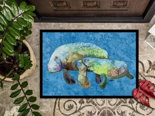 Miniatura 2 de Caroline's Treasures 8660-JMAT Manatee - Tapete para puerta delantera, 24 x 36 pulgadas, para interiores y exteriores, para entrada, antideslizante