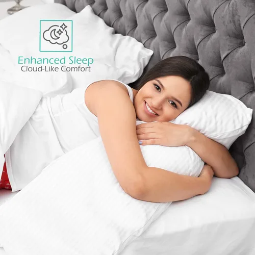 Miniatura 5 de Nestl Almohada corporal para adultos – Almohada larga para cama – Almohada de embarazo alternativa de plumón – Almohada 100% algodón con relleno