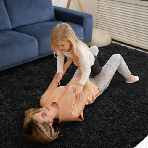 Miniatura 5 de Alfombras suaves para dormitorio, sala de estar, alfombra mullida de felpa de 9 x 11 pies, alfombra peluda que no desprende para guardería