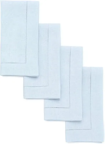 Miniatura 60 de Solino Home Juego de 4 manteles individuales de lino – Manteles individuales clásicos con vainica azul cielo de 14 x 19 pulgadas – manteles 09: Azul