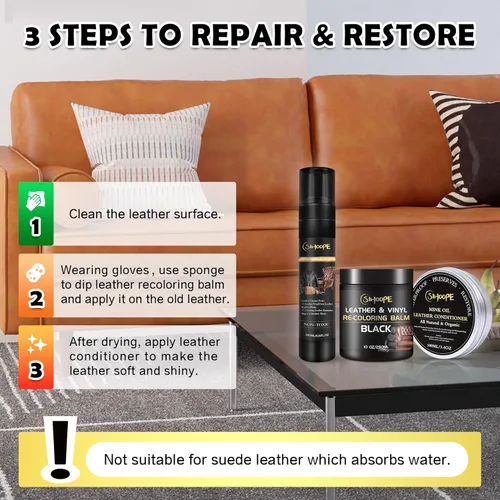 Miniatura 4 de Kit de reparación de cuero-limpiador-negro-recolorante-bálsamo-acondicionador-aceite de visón para asiento de coche-muebles-sofá-zapato- mejor
