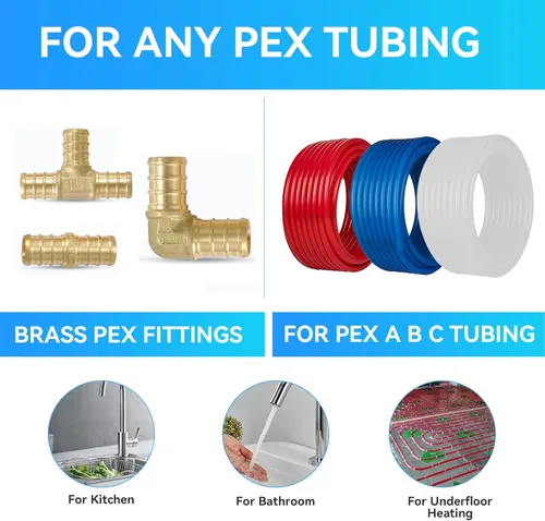 Miniatura 5 de Paquete de 10 accesorios PEX, Pex de 1/2 x 3/4 pulgadas, rosca macho NPT codo de latón con púas de codo, 1/2 pulgada F1807 codo macho para tuberías