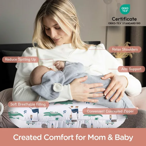 Miniatura 3 de Little Grape Land - Almohada de lactancia mejorada, lactancia materna y biberón durante 0 a 16 meses, funda suave lavable a máquina con relleno