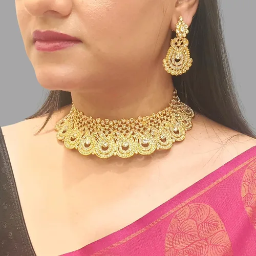Miniatura 3 de Efulgenz Crystal Indian Jewelry Set Rhinestone Crystal Choker Necklace Earrings Maang Tikka Set Wedding Bollywood Bridal Jewelry Set for Women