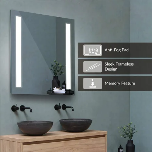 Miniatura 6 de Homewerks 100163 - Espejo de baño LED de 24 x 30 pulgadas, montaje en pared, sin marco, antiniebla, luz regulable, 800 lúmenes, blanco brillante