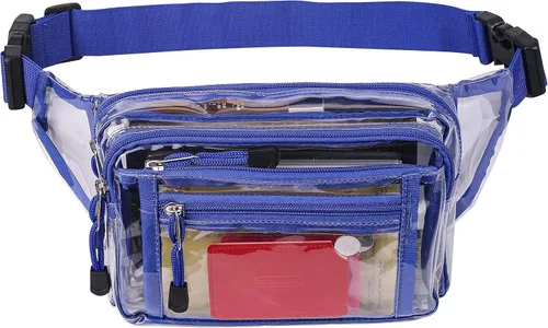 Miniatura 19 de Riñonera transparente aprobada por estadios para mujeres, para el trabajo, bolsa de cintura multiusos para viajes y eventos deportivos, Aguamarina