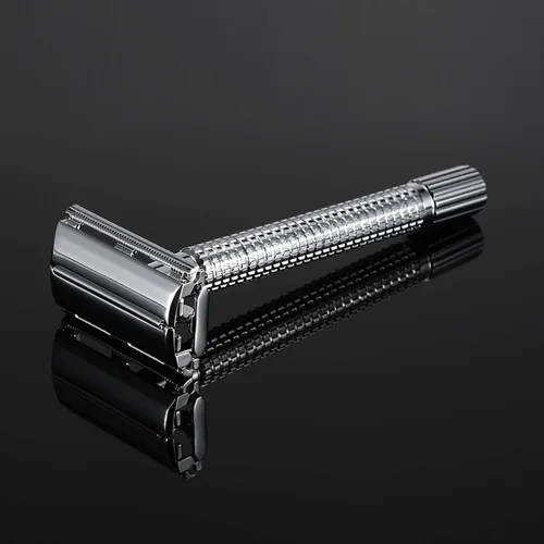 Miniatura 3 de Navaja de afeitar de seguridad de doble filo de acero inoxidable con 20 piezas de acero inoxidable, juego tradicional de afeitar de doble filo