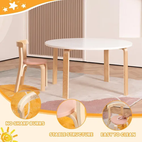 Miniatura 4 de Swegrow Silla de Madera para Niños, Silla para Niños Pequeños para Mesa, Sillas Apilables para Niños, Muebles de Madera para Niños para Familia/Sala