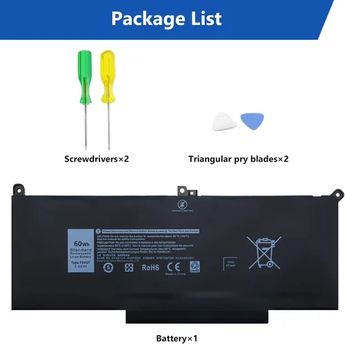 Miniatura 7 de F3YGT - Batería de repuesto para Dell Latitude 14 7000 7480 7490/13 7000 7380 7390 P29S002/12 7000 7280 7290 Series 0DM3WC DM3WC DM6WC 2X39G KG7 VF