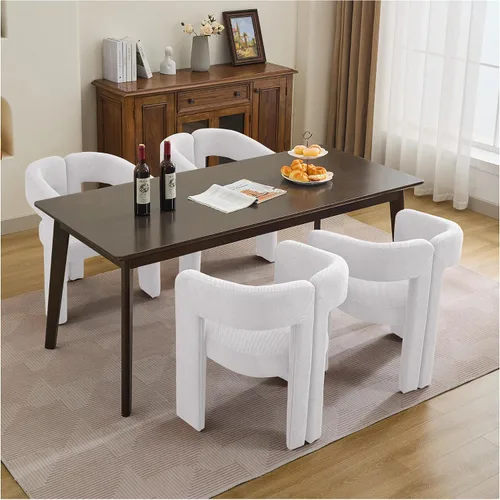 Miniatura 26 de adochr Modernas sillas de comedor de barril, silla de comedor tapizada de lino con patas de madera, sillas decorativas con brazos, cómodos sillones