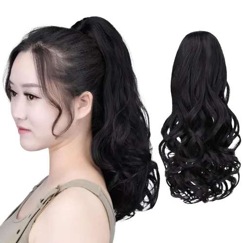 Miniatura 19 de SYXLCYGG Auburn Clip Cola de caballo Clip Cola de caballo Extensión de cola de caballo ondulado 10 pulgadas 3.5 oz pelo sintético falso pieza