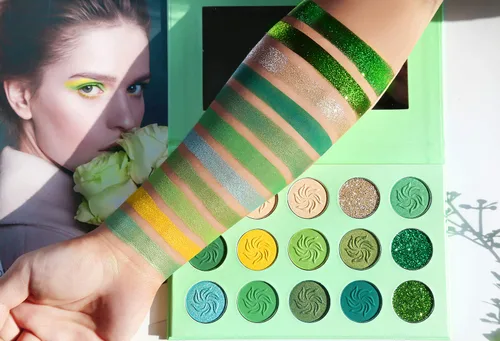 Miniatura 3 de Paleta de sombra de ojos verde de Afflano, sombra de ojos verde con purpurina altamente pigmentada, paletas de maquillaje verde esmeralda