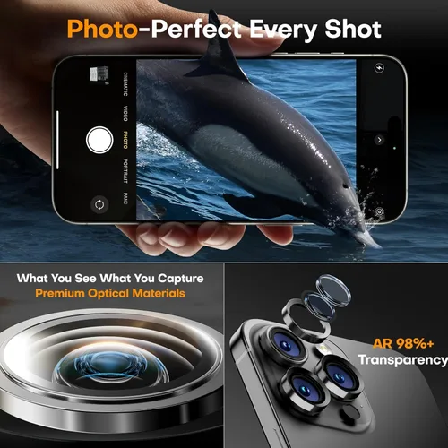 Miniatura 5 de Protector de lente de cámara para iPhone 17 Pro Max/17 Pro/16 Pro Max/16 Pro/15 Pro Max/15 Pro/14 Pro Max/14 Pro, cubierta individual de cámara