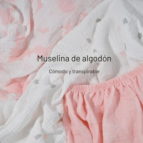 Miniatura 4 de Gllquen Baby Paquete de 3 sábanas de muselina para moisés, transpirable, elástica, acogedora, de algodón, para bebé, niño y niña, apta para sábanas