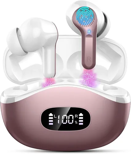 Miniatura 10 de Auriculares inalámbricos, auriculares deportivos Bluetooth 5.4 IPX8 impermeables, auriculares sobre la oreja de 70H con sonido de graves profundos