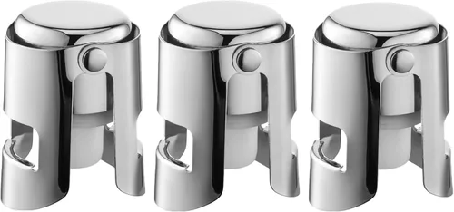 Miniatura 13 de Tapones de champán con protector de champán de acero inoxidable con silicona de grado alimenticio a prueba de fugas que se mantienen frescos, Negro