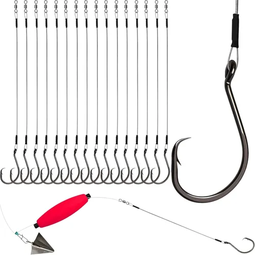 Miniatura 12 de Dovesun 30 unids/20 ganchos circulares pesca pre-aparejo de bagre aparejo para agua salada agua dulce Bagre ganchos con alambre líder 2/0 4/0 6/0