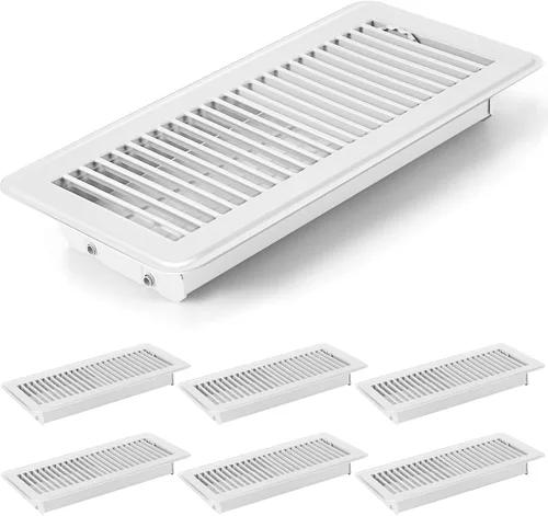 Retisee 6 cubiertas de ventilación de registro de piso de 4 x 12 pulgadas, rejillas de ventilación de piso de acero resistente con flujo de aire